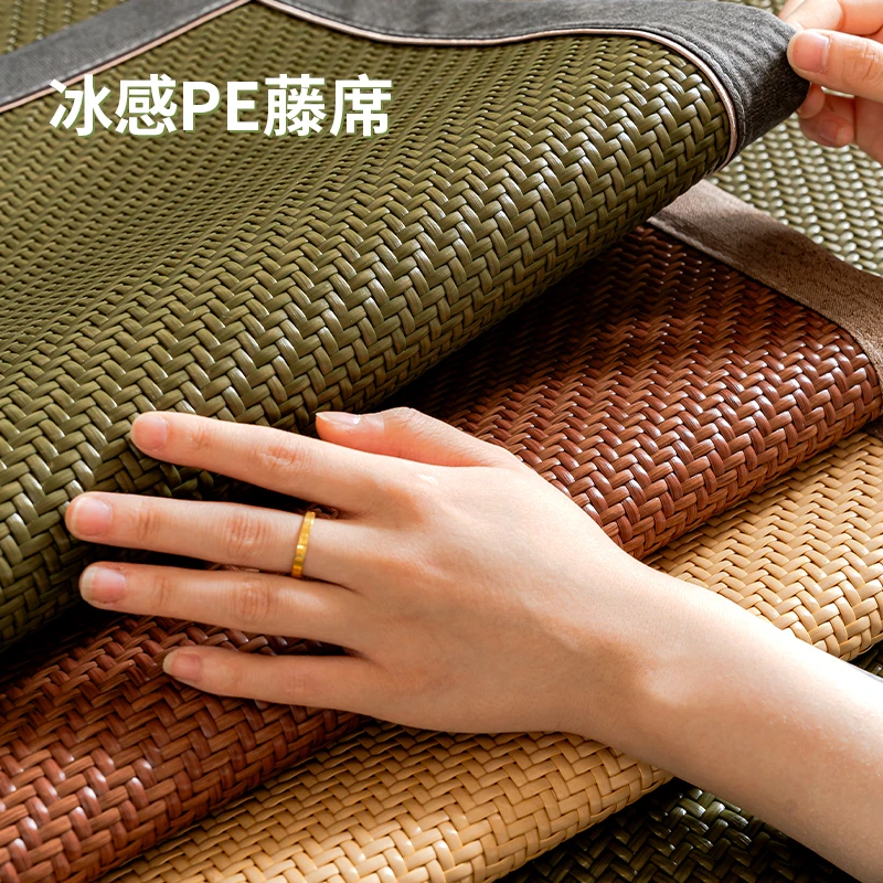 夏天用复古直边冰丝藤席凉席垫2025夏季新款防滑防猫抓沙发坐垫子