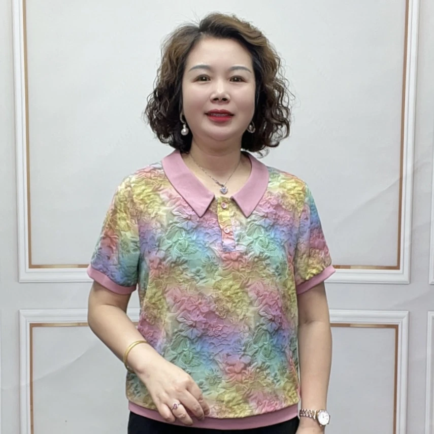 2025夏季气质减龄时尚显瘦女装薄款休闲短袖百搭女士洋气妈妈装