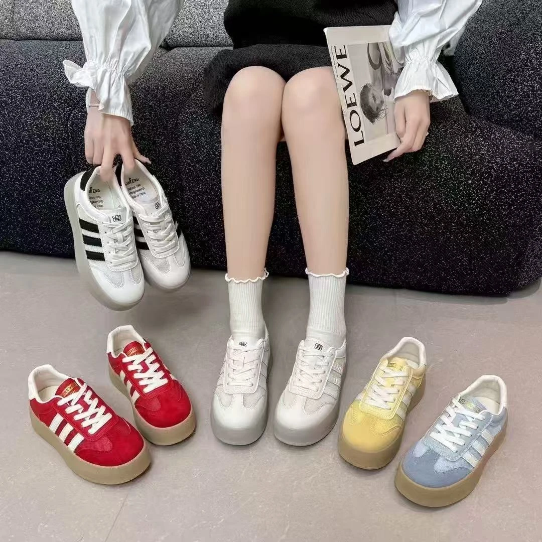 【现货+运费险】网红爆款厚底德训鞋2025潮流新款内增高休闲网面鞋