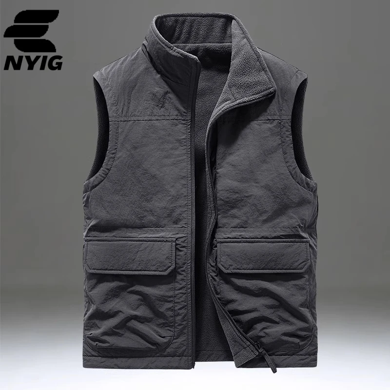 NYIG男士户外工装新款马甲男款洋气潮牌2025马甲棉马甲高级感立领