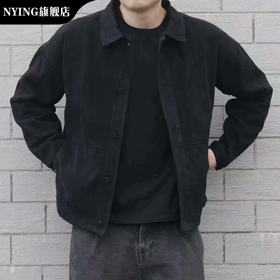 NYING美式短款飞行员夹克男军旅工装外套法式高级感高端牛仔衬衫