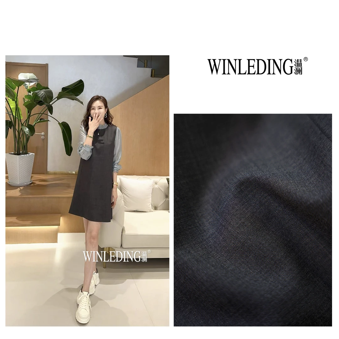 温澜服饰·澜 “罗曼”木耳领撞色两件套连衣裙50917