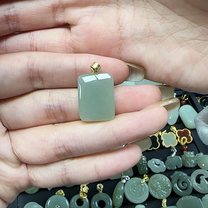 和田玉颈饰银S925镶嵌