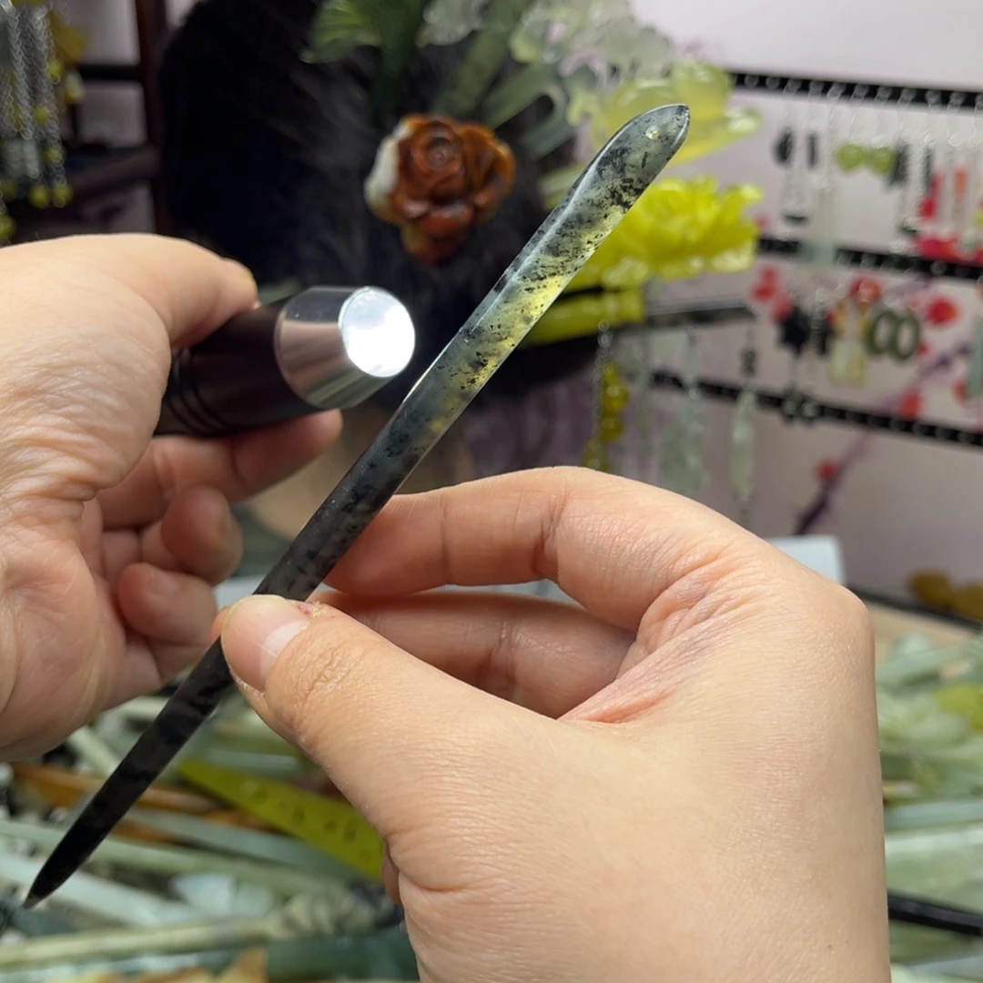 岫玉未镶嵌发饰长度17.5厘米左右