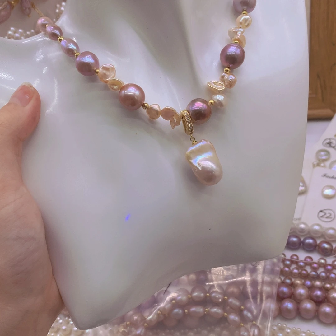 颈饰合金淡水珍珠容*