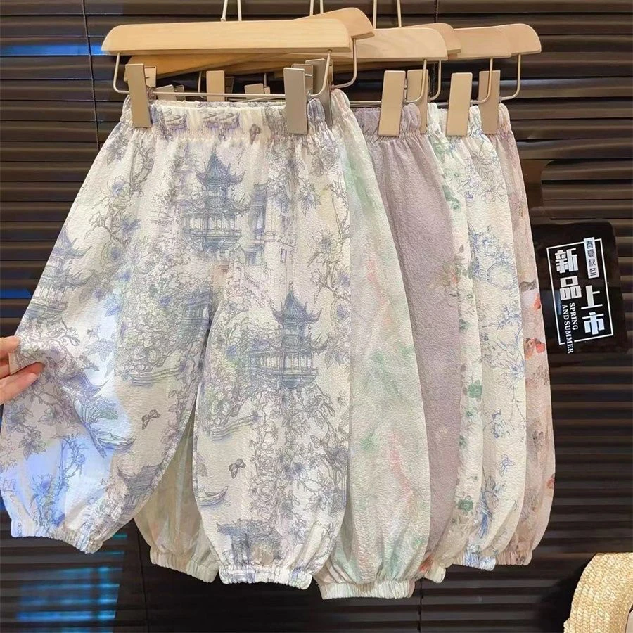 女童防蚊裤2025新款女宝宝中小儿童裤子夏季薄款女孩夏天外穿长裤