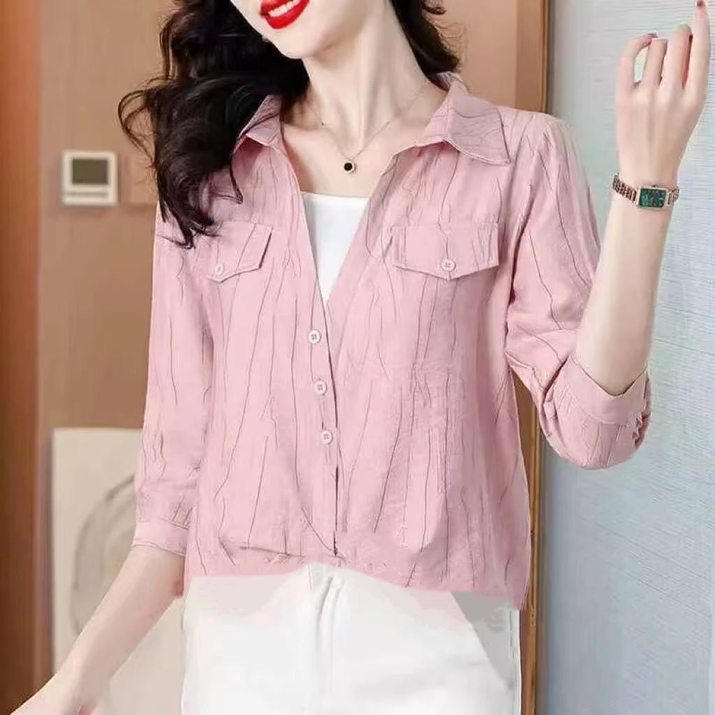 时尚衬衫女2025春季新款时髦洋气假两件拼接小个子短款百搭上衣潮