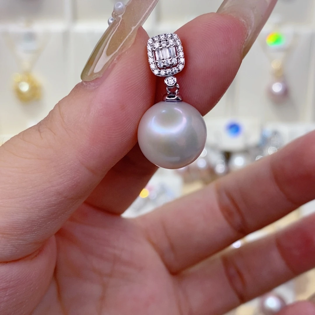 淡水珍珠银S925镶嵌吊坠(赠链)13➕