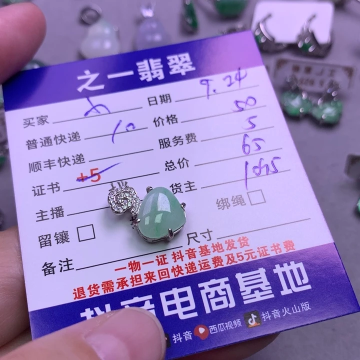 颈饰银S925镶嵌翡翠小***ღ