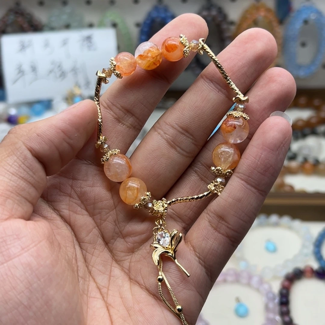 水晶未镶嵌手链黄胶花diy