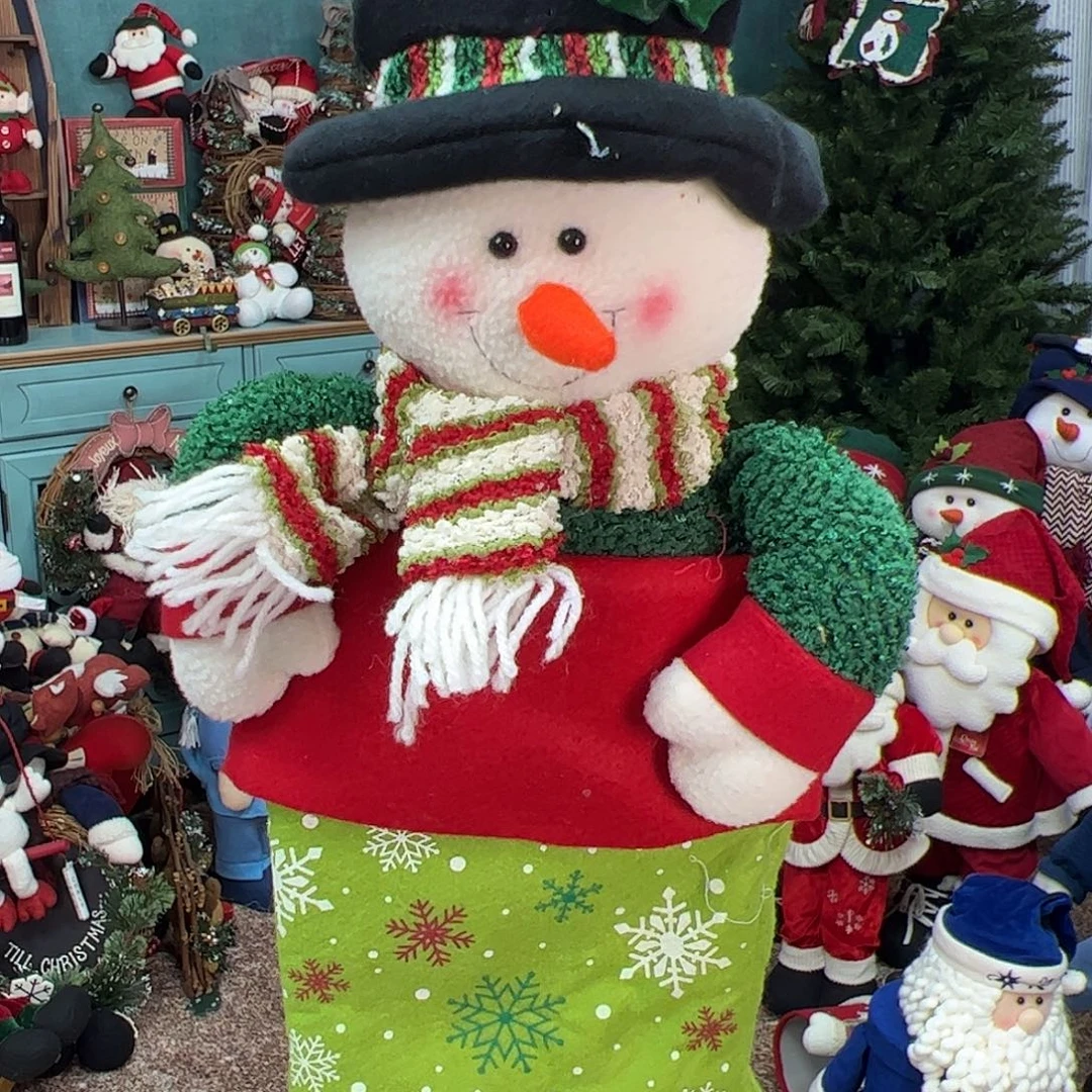毛绒圣诞袜子雪人挂件