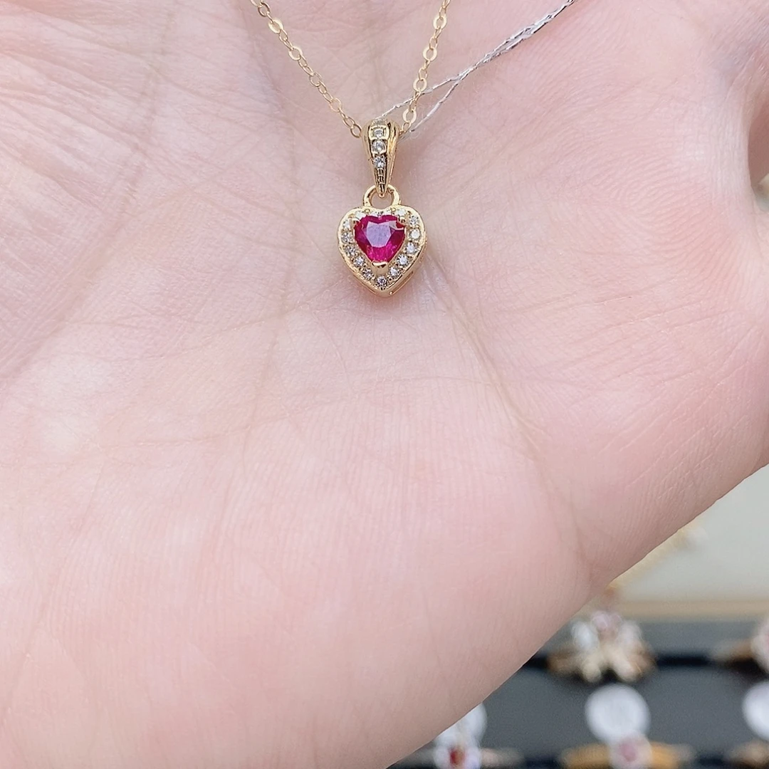 红宝石吊坠(赠链)银S925镶嵌