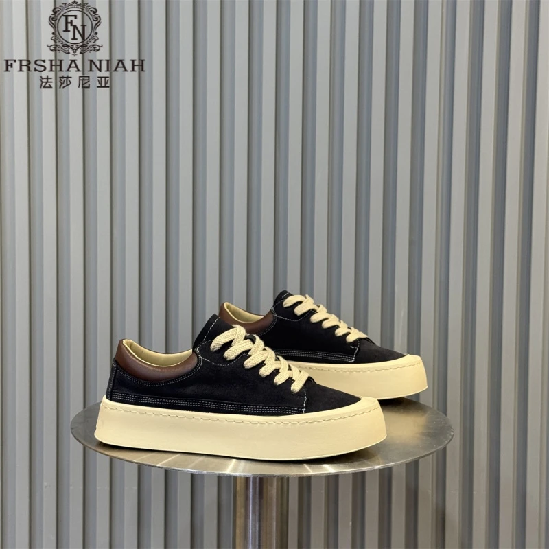 法莎尼亚青少年板鞋新款翻毛皮厚底增高板鞋时尚休闲轻奢百搭潮鞋