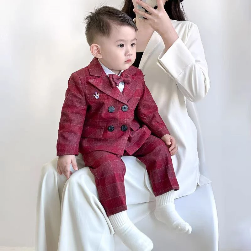 一周岁男宝宝生日礼服男童西装套装秋冬新款英伦小童花童婚礼服装