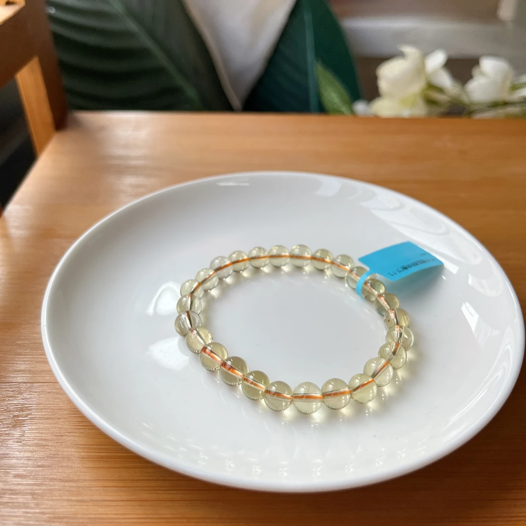 【郭老师】约7-7.5mm柠檬晶圆珠单圈手串