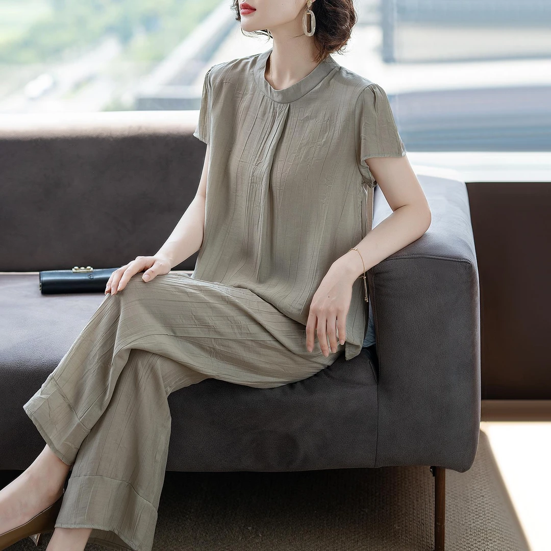 俞兆林贵夫人品牌女装时尚两件套装妈妈款洋气夏女士短袖中老年衣