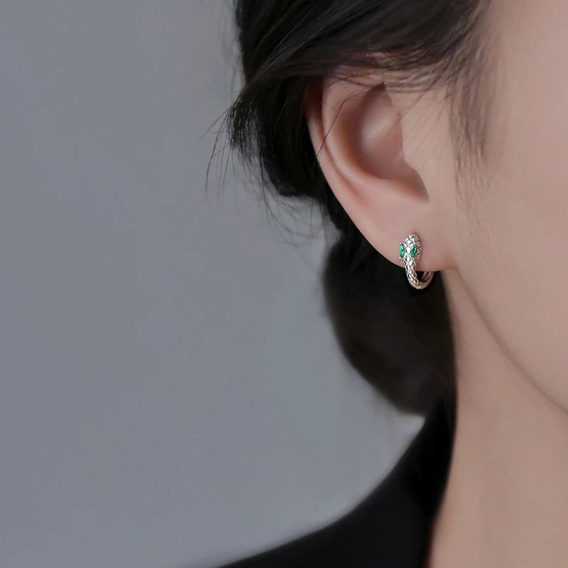 足银耳饰 纯银灵蛇耳环男女个性高级感耳钉耳饰送女友生日礼物