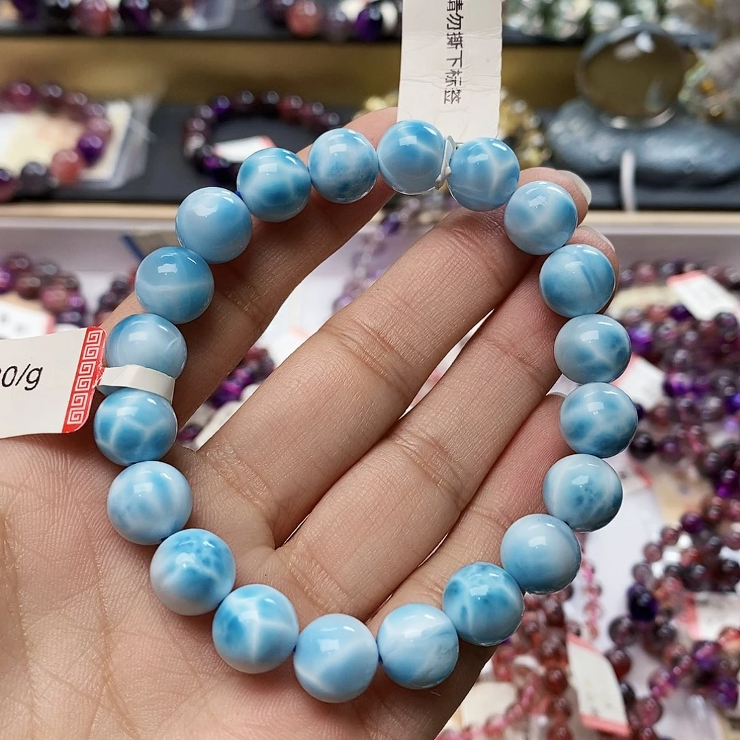 未镶嵌针钠钙石（海纹石）手链高货海纹石10m+ HW188