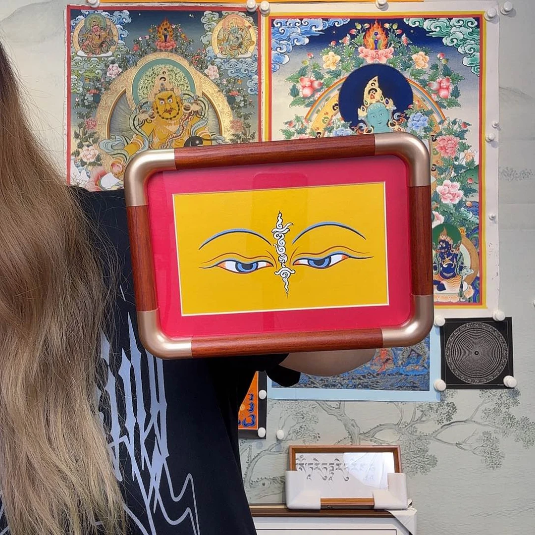 卷轴画纯手绘唐卡文殊般若法眼15✖️21厘米左右