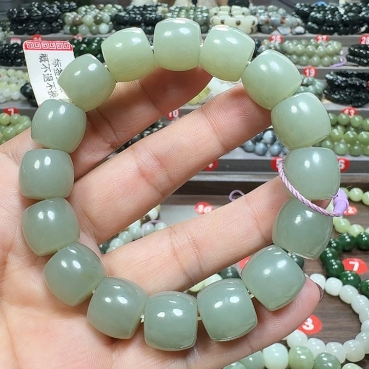未镶嵌手链和田玉新疆且末蓝直切卡14