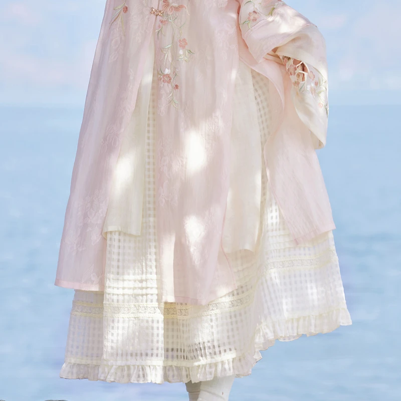 七月夕【美人面】汉服白色花边半身裙女百搭裙子小个子a字裙春