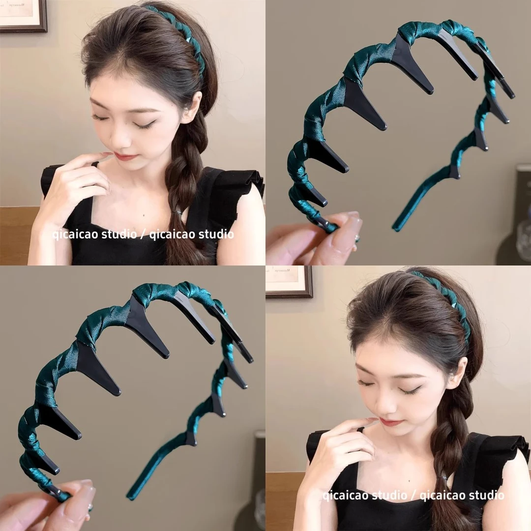 增高蓬松高颅顶发箍！布艺波浪发饰带齿防滑洗脸发捆头箍碎发头饰