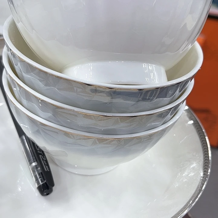 景德镇陶4.75寸高脚碗4个d****~