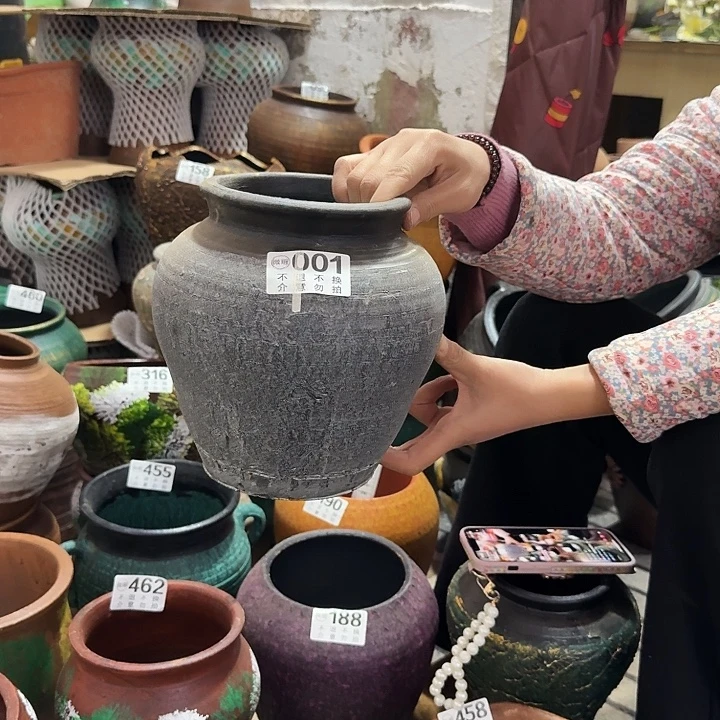 灰色坛子001高度21口径13