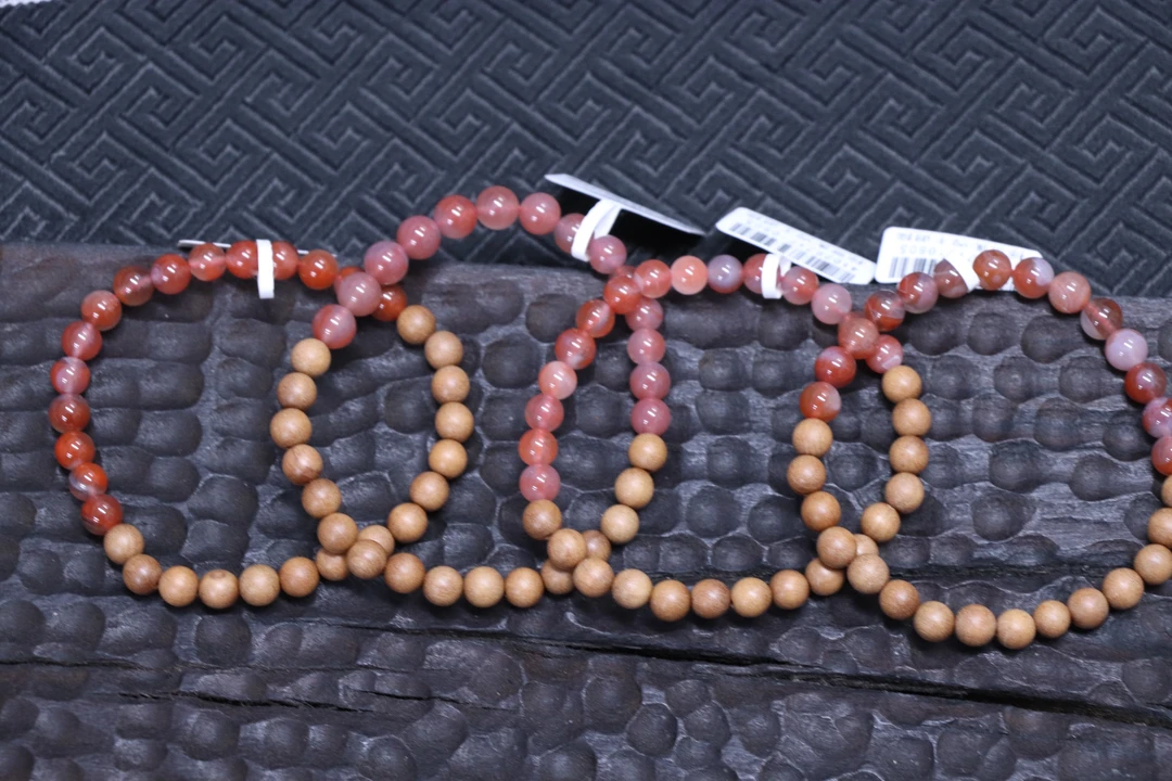 原矿无优化天然南红搭配老山檀单圈6mm左右多样性发一串不指定