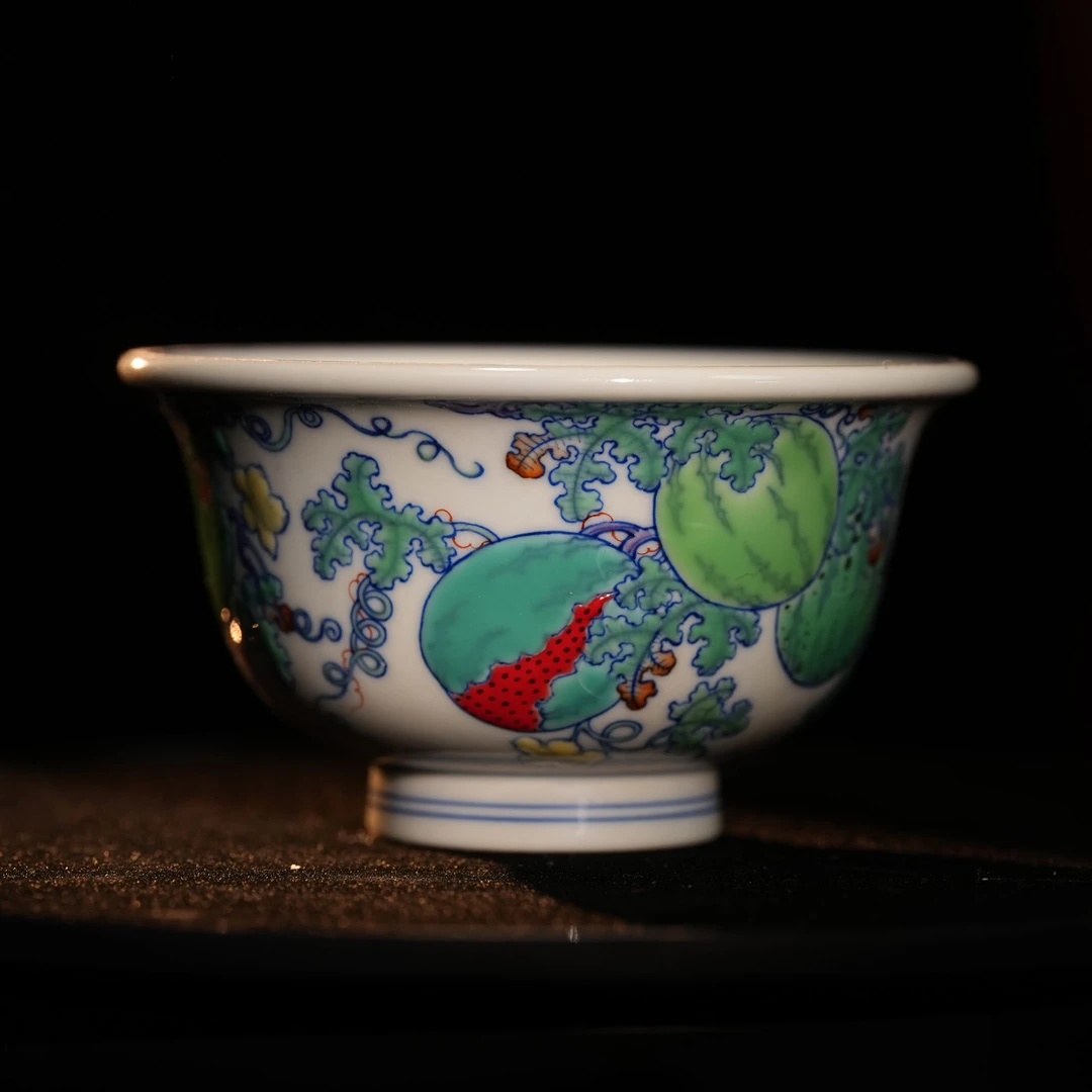 【景德詺兮】斗彩西瓜压手杯MX1226