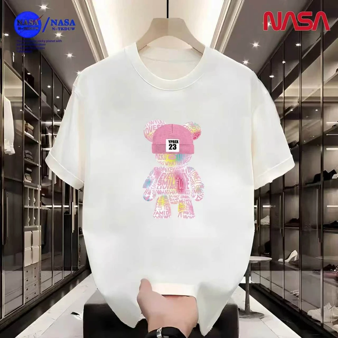 D16NASA联名重磅T恤新款男女同款时尚百搭圆领短袖【23熊】A-080