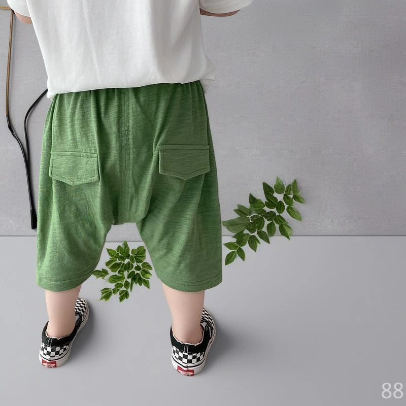 小童宽松短裤男童夏天防蚊夏季七分裤宝宝哈伦裤幼儿裤子婴薄款