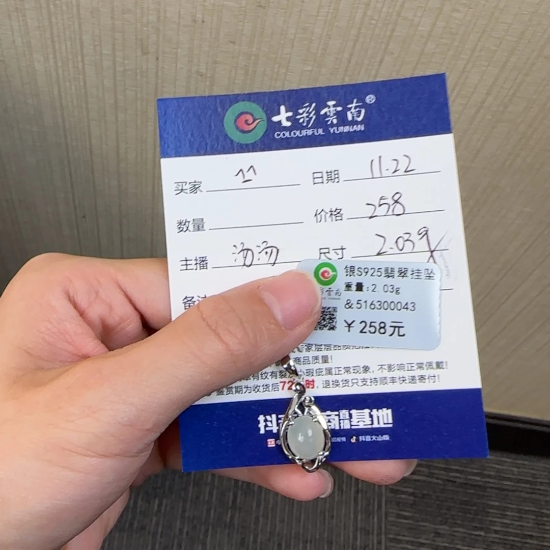 ^***^翡翠银S925镶嵌颈饰白冰