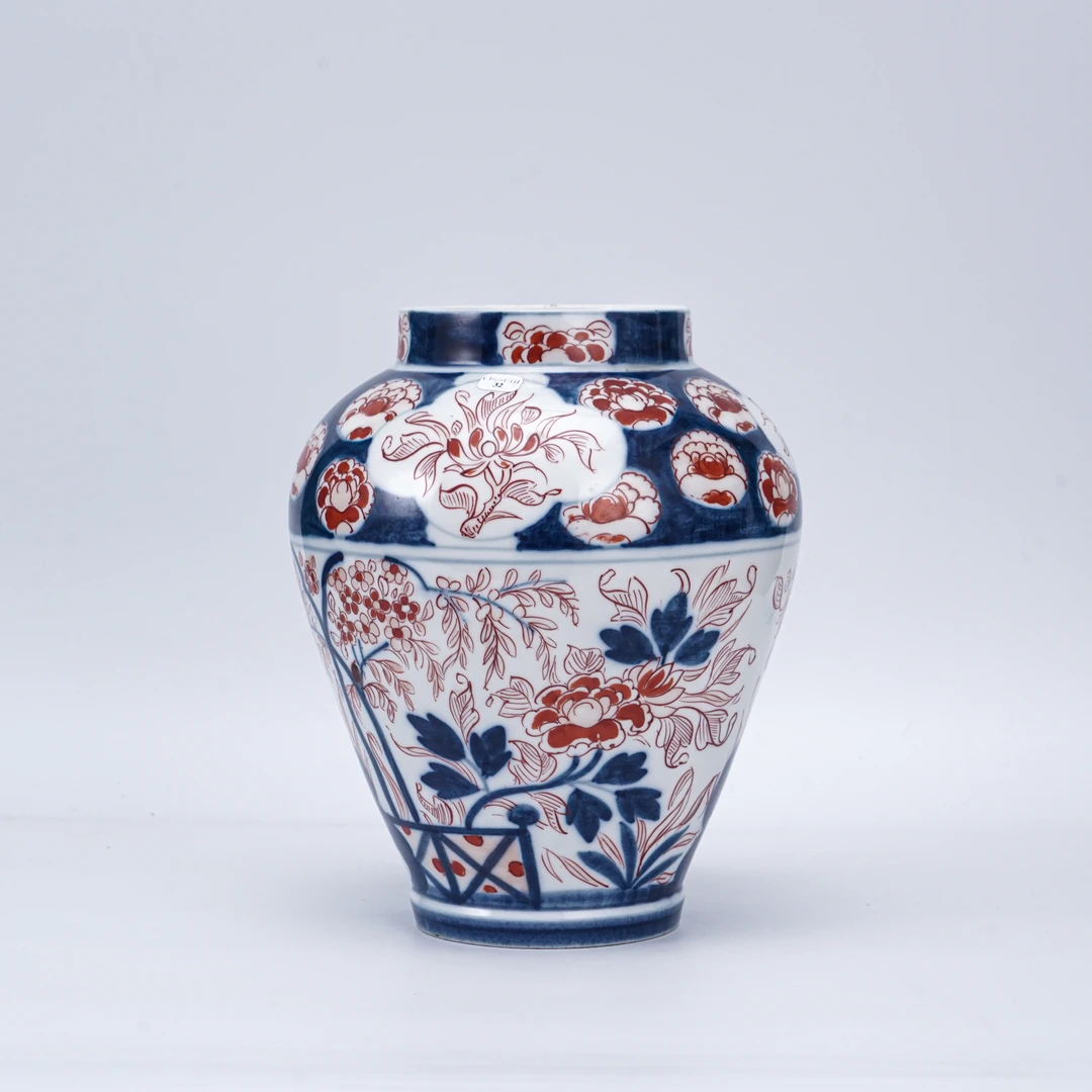 (AC7)Q107765清乾隆青花加彩花卉纹罐