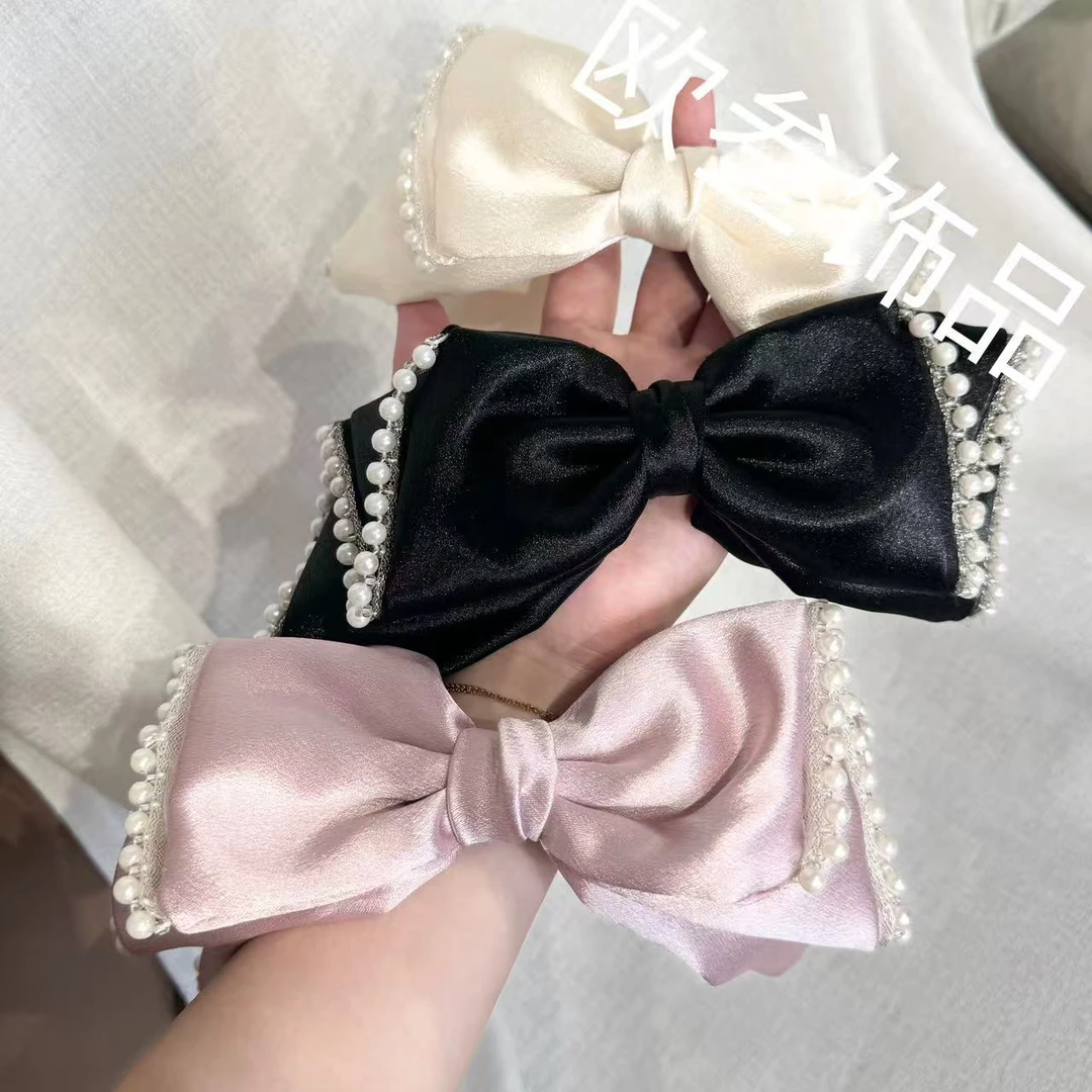 th2035大版缎面复古蝴蝶结发夹顶夹弹簧夹发饰高级百搭精致纯手工