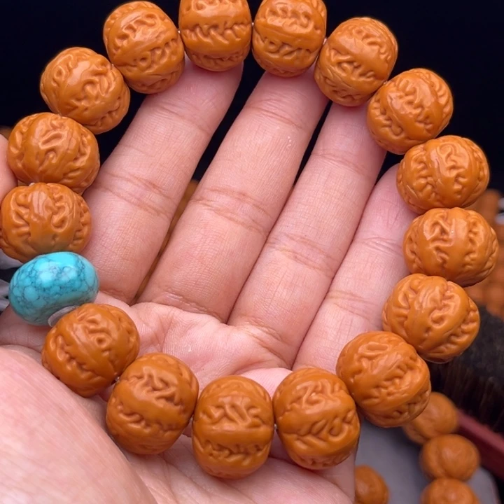 猴头核桃吊坠18麻花串绿