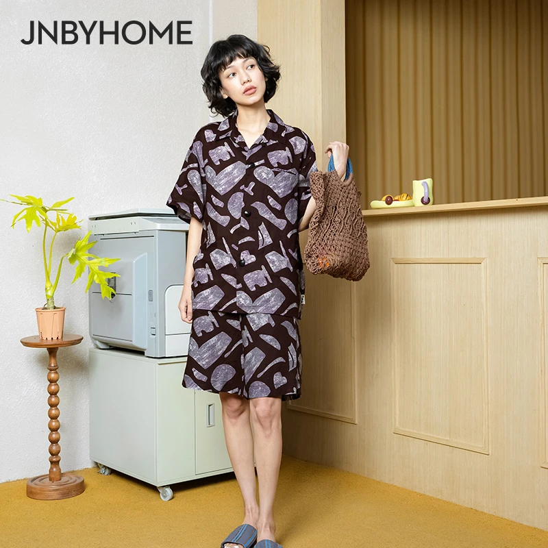 【100%亚麻家居服】JNBYHOME江南布衣睡衣涂鸦印花高端亚麻透气