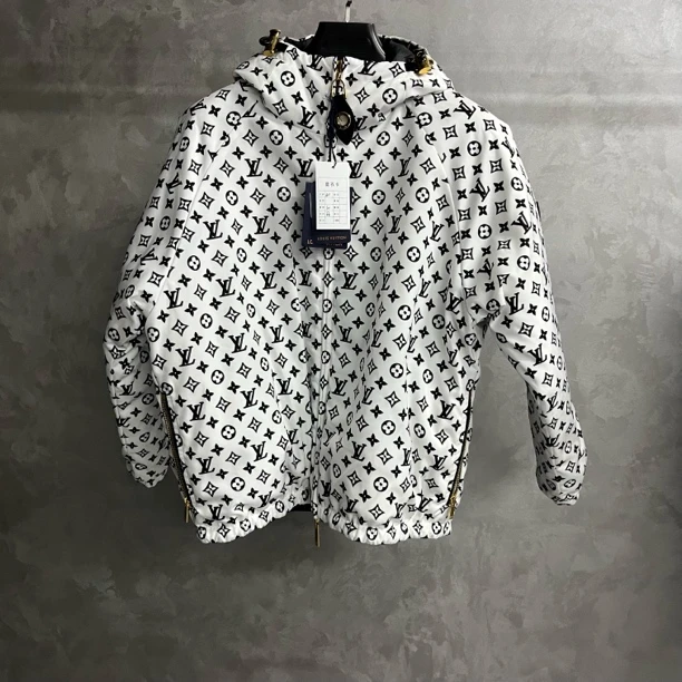 未使用 LouisVuitton/路易威登 白色满印双面连帽长袖夹克/40