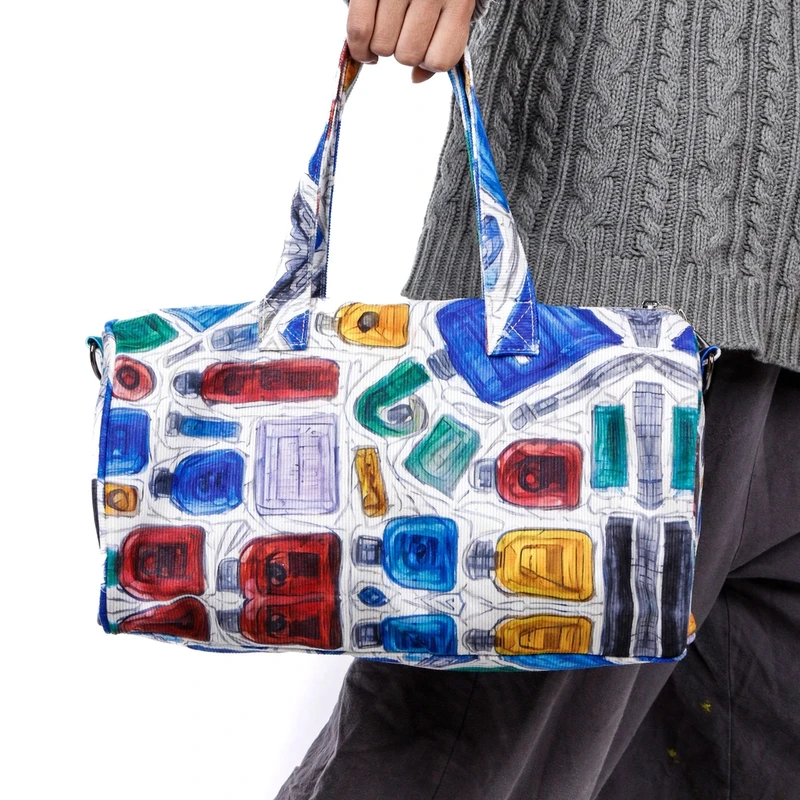 无则艺【波斯顿健身包】印花休闲时尚单肩百搭户外潮流酒瓶健身包