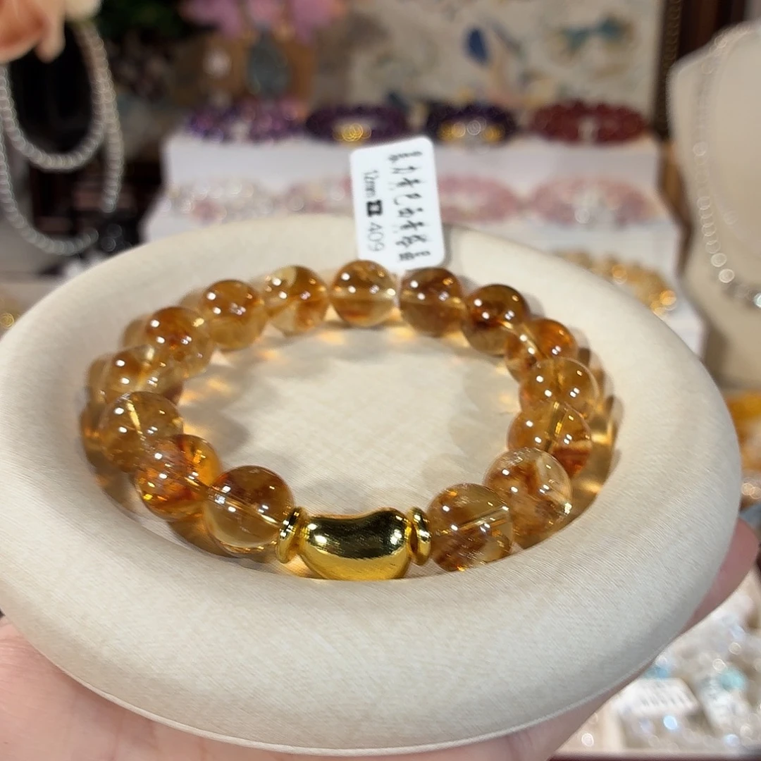 黄晶未镶嵌手串暴力黄黄塔晶设计款12+