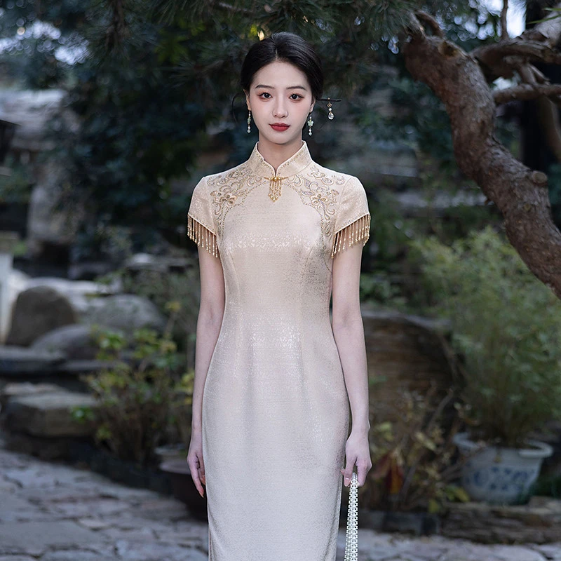 高端醋酸中国风结婚旗袍2025新款夏季年轻女轻奢高贵宴会订婚礼服