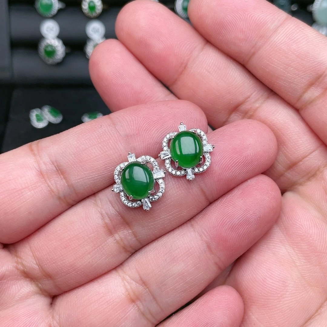 【闪购商品】翡翠银S925镶嵌戒指龙****店Oooooooo