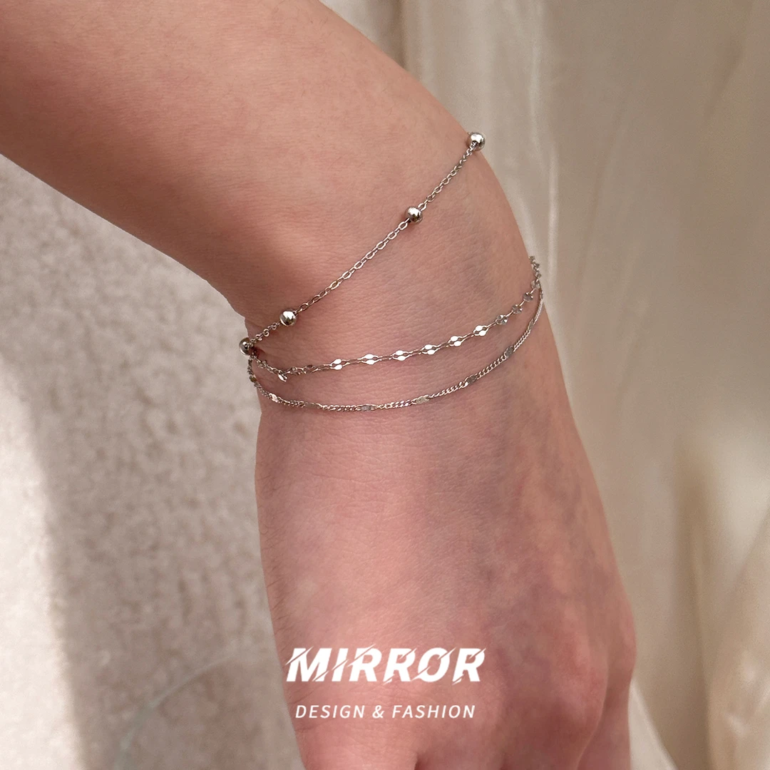 小麋人 925银手链 CS4536多层圆珠手链女手饰手环小众设计简约