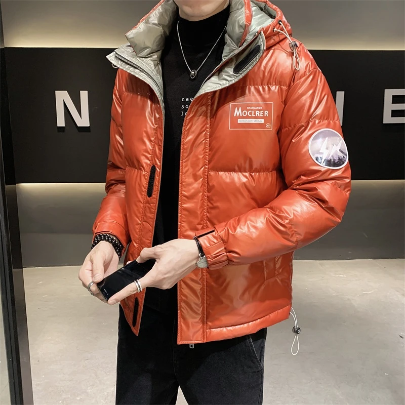 莫安摩萨利羽绒服男新款潮牌帅气加厚衣服连帽短款冬季亮面潮流