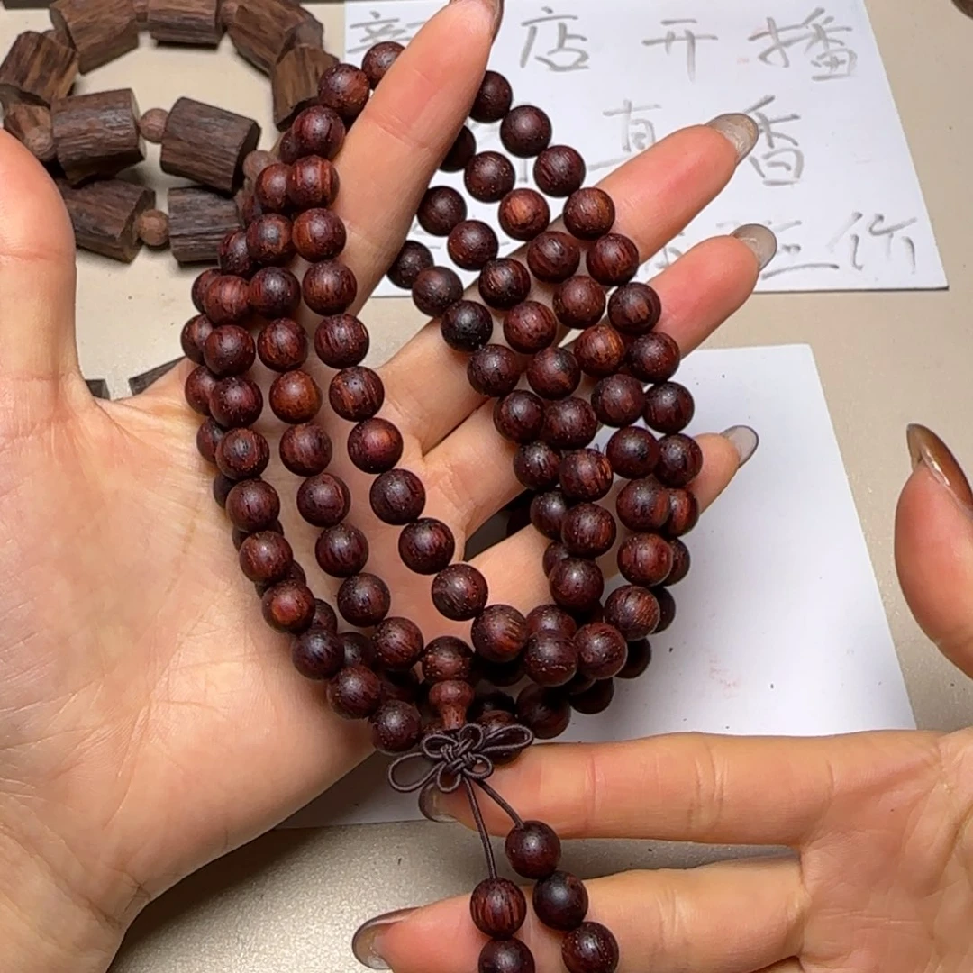 藤类降真香红油圆珠0.8*108多圈手串