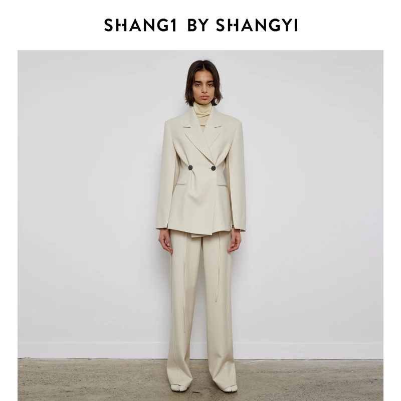 SHANG1 BY SHANG YI捏褶双扣西服S23BJ14