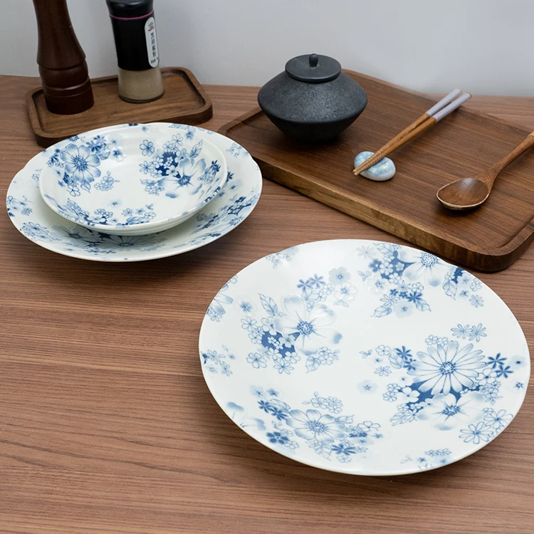 美浓烧日本进口陶瓷家用菜盘日式高颜值花集组合好看日本进口餐具