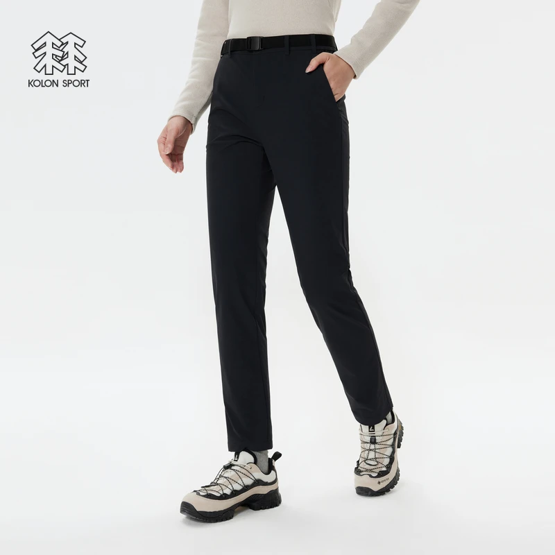 KOLON SPORT可隆女士软壳裤轻量耐用半松紧户外休闲裤秋登山长裤