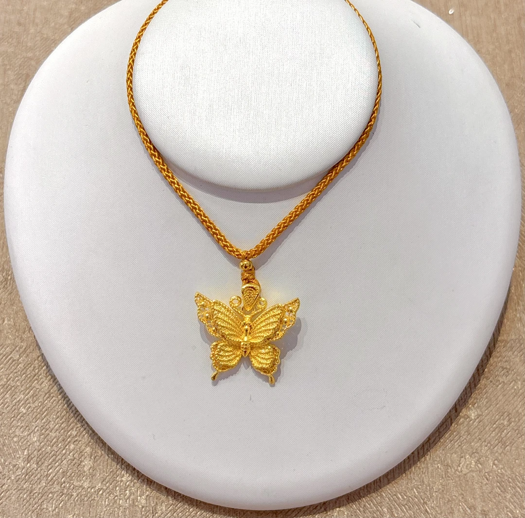1D足金古法蝴蝶挂件9.93g