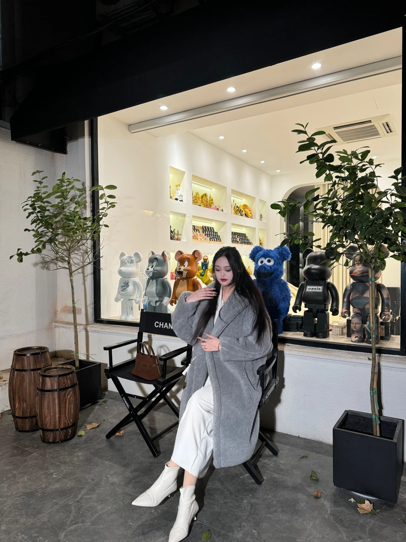 “骆驼绒”Mx-218泰迪大衣女士秋冬外套长款羊毛网红西装领气质大衣